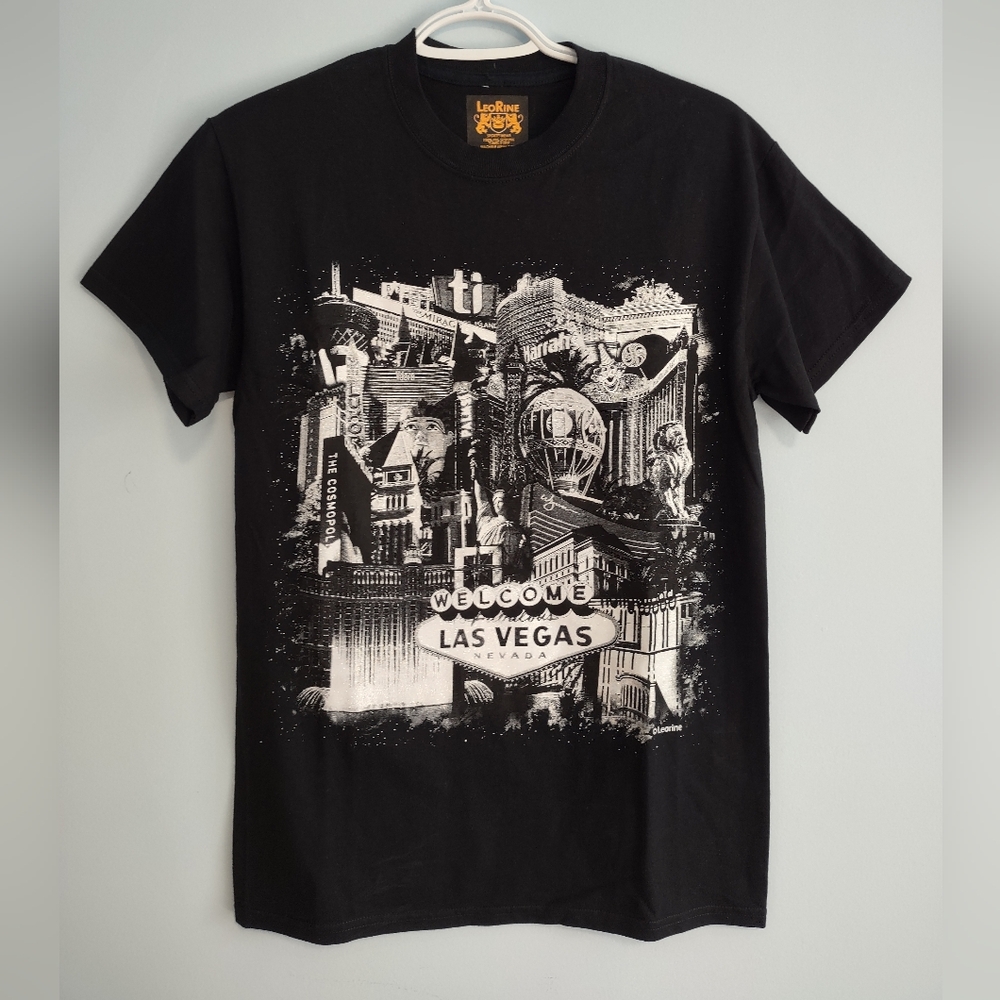 Leo Rine Men's Black LAS VEGAS T-shirt Size Medium Pre-shrunk
